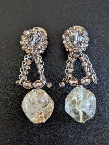 Beeld, Daniel Swarovski vintage oorbellen - 5 cm - Kristal,