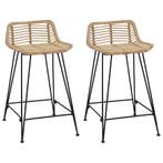 vidaXL Barkruk 2 pcs Naturel 44 x 45 x 76 cm Riet en Staal, Verzenden, Nieuw
