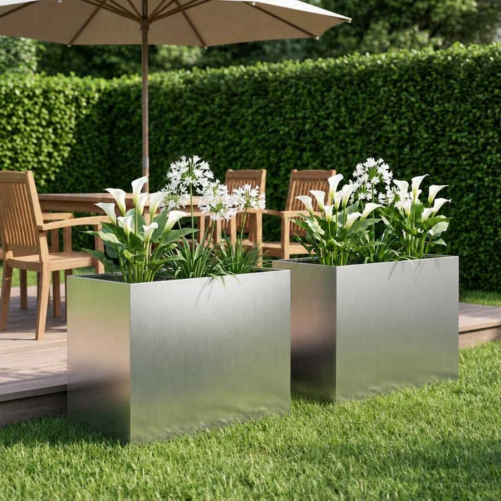 vidaXL Plantenbak 2 st zilver 50 x 40 x 50 cm Gegalvaniseerd, Jardin & Terrasse, Pots de fleurs, Envoi