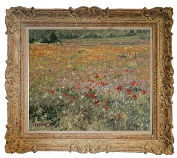 Chris van Dijk (1952) Impressionist -  Champ de fleurs près