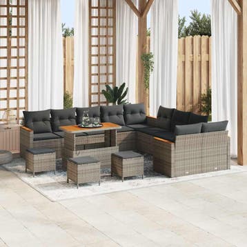 vidaXL Tuinbank Set 18 st 12-Aantal zitplaatsen Grijs poly, Verzenden