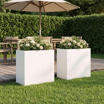 vidaXL Plantenbak 2 st Wit 50 x 30 x 40 cm Koudgewalst staal, Verzenden