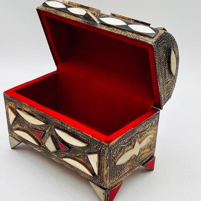 Sieradendoos - Brons, Hout, Legering, Messing, Been, Fluweel, Antiek en Kunst, Curiosa en Brocante