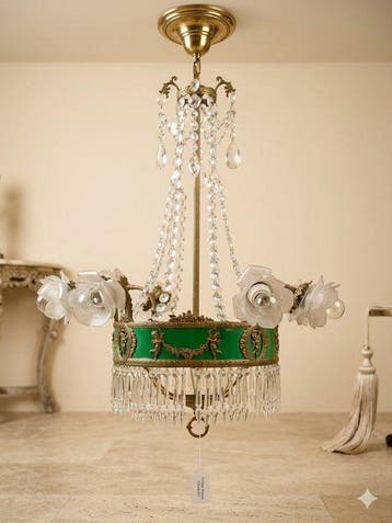 Lustre - pétales de verre - Bronze, Verre