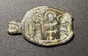 Byzantijns Brons Zeldzame zegelbezellen met twee, Antiek en Kunst