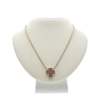 Gouden slangenschakel ketting met robijn, Ophalen of Verzenden