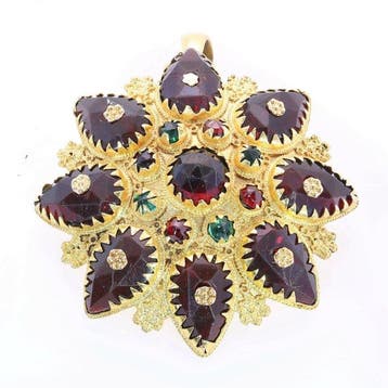 Hanger - 14 karaat Geel goud - Garnet, Antiek 1910