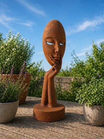 Beeld, sculptuur, sculpture abstract womans head on arms -, Antiek en Kunst