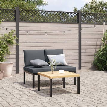 vidaXL Tuinbank met kussens aluminium zwart, Tuin en Terras, Verzenden, Nieuw