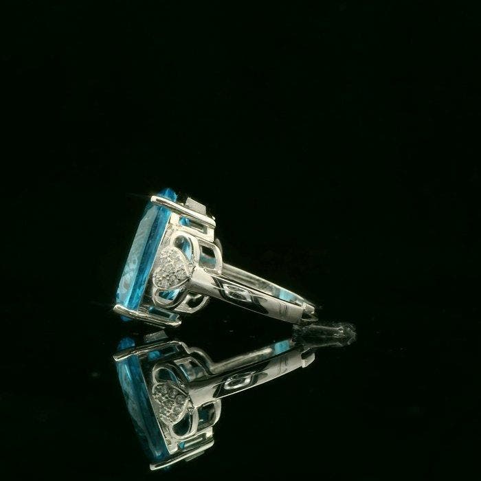 Topaas - Zilver, S925 zilveren ring met enorme 11,05 ct, Antiquités & Art, Curiosités & Brocante