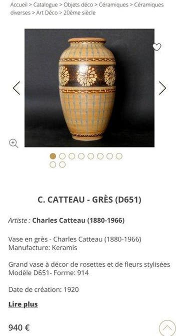 Keramis, Keramis Boch, Boch Frères - Charles Catteau - Vaas, Antiek en Kunst