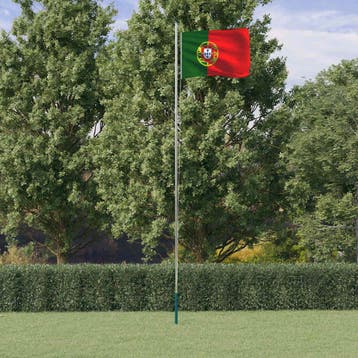 vidaXL Vlag met vlaggenmast Portugal 6,08 m aluminium, Verzenden