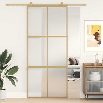 vidaXL Schuifdeur 90x205 cm mat ESG-glas en aluminium, Verzenden, Nieuw