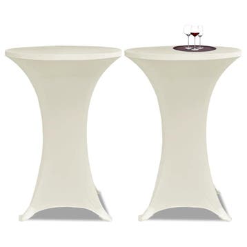 vidaXL Statafelhoes Stretch Ø60cm Crème (2 stuks), Verzenden, Nieuw