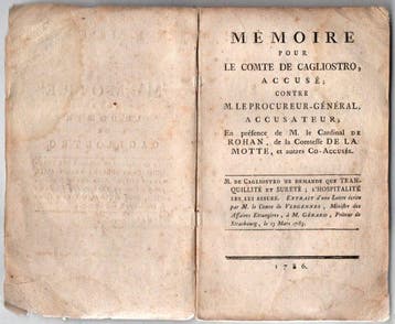 Comte de Cagliostro - Mémoire pour le Comte de Cagliostro -
