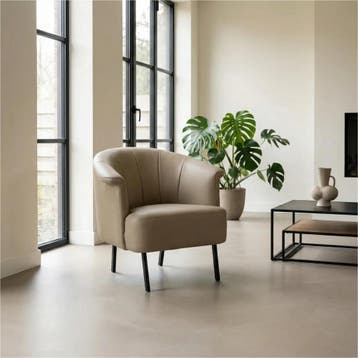 Set van 2 Leren fauteuils Embrace - Toledo Mocca, Nieuw, Ophalen of Verzenden, 75 tot 100 cm, Leer