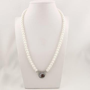 Parel - Zilver - Choker halsketting - Italiaans ambacht