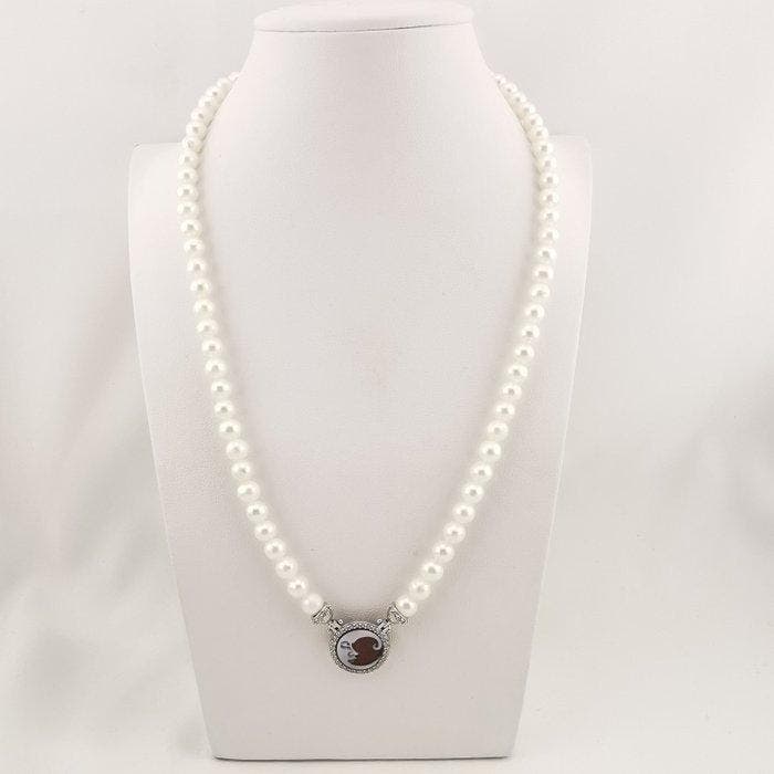 Parel - Zilver - Choker halsketting - Italiaans ambacht, Antiquités & Art, Curiosités & Brocante