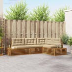vidaXL Buiten bank set met kussen 4 Stuk Natuurlijk en Beige, Verzenden, Nieuw