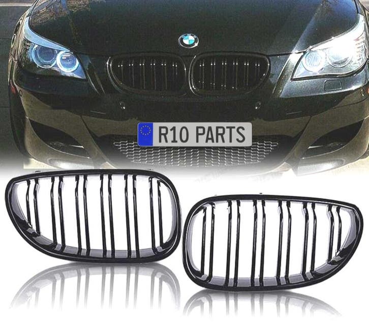 DOUBLE CALANDRE BMW E60 03-10 LOOK M5 NOIR BRILLANT, Auto-onderdelen, Carrosserie, Verzenden
