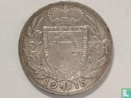 Liechtenstein 2 kronen 1915, Postzegels en Munten, Munten | Europa | Niet-Euromunten, Losse munt, Goud, Zilver, Overige landen