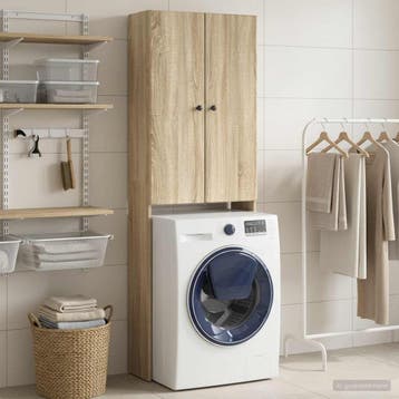 vidaXL Toiletkast BREDA Sonoma Eiken 66 x 25,5 x 190 cm, Verzenden, Nieuw