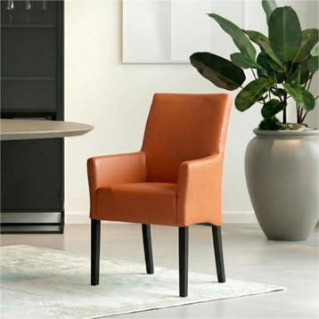 Set van 8 Leren eetkamerstoelen Just met armleuning -, Huis en Inrichting, Stoelen, Ophalen of Verzenden, Nieuw, Leer
