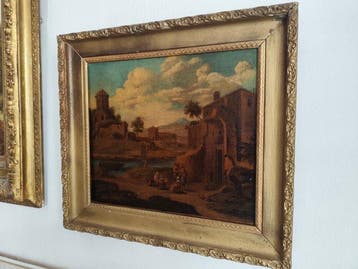 École néerlandaise (XVIII) - Bord de rivière animé