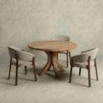 Mangohouten Eettafel Sun Rond 130 cm Houten onderstel, Huis en Inrichting, Verzenden, Rond, Nieuw, Industriële meubels