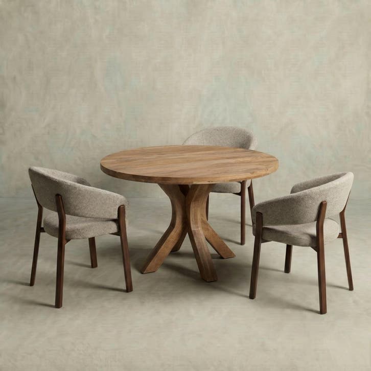Mangohouten Eettafel Sun Rond 130 cm Houten onderstel, Huis en Inrichting, Tafels | Eettafels, Nieuw, Overige houtsoorten, Rond