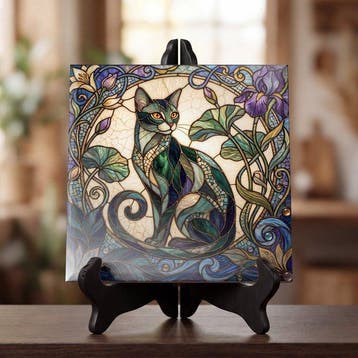 Kleury.art - [Ceramic Tile Art] The Feline of Irises &