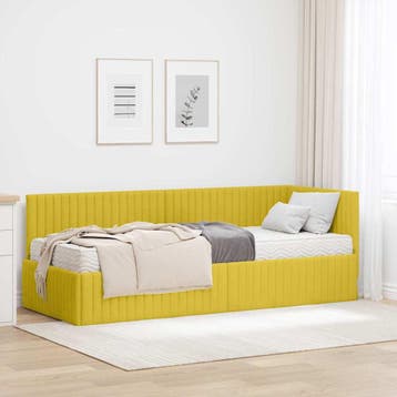 vidaXL Hoekbedframe met Matras met hoofdeinde 2 pcs Geel, Verzenden, Nieuw