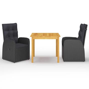 vidaXL 3-delige Tuinset zwart, Verzenden, Nieuw, Tuinset