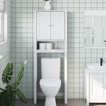 vidaXL Toiletmeubel BERG 60x27x164,5 cm massief hout wit, Huis en Inrichting, Verzenden, Nieuw
