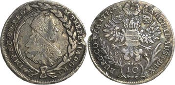 10 Kreuzer 1777, Habsburg Maria Theresia 1740-1780, Verzenden, België