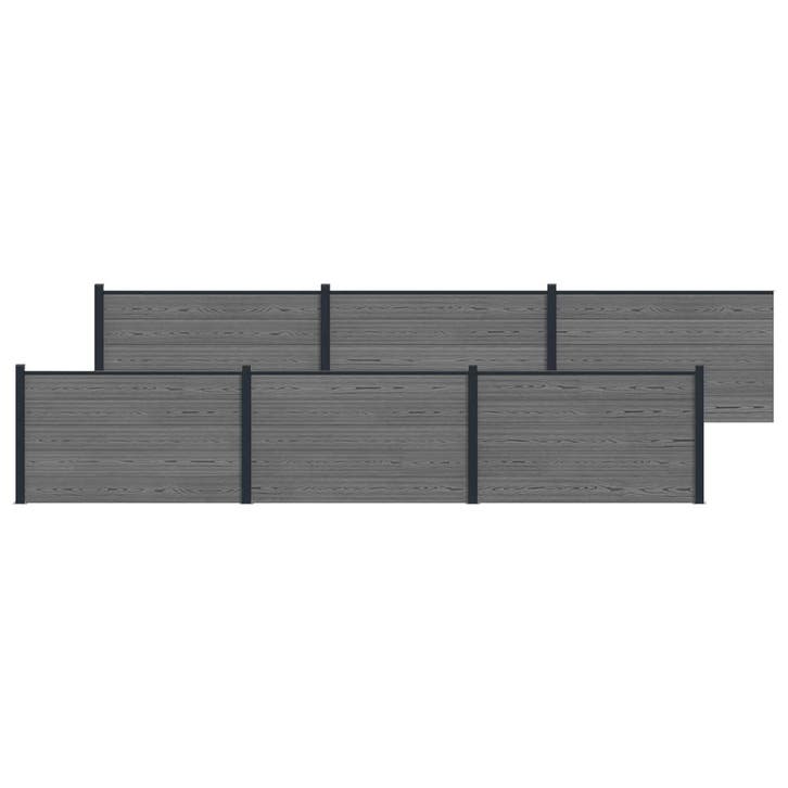 vidaXL Hekpaneel 6 pcs WPC en Aluminium Grijs, Tuin en Terras, Tuinhekken en Hekwerk, Nieuw, Verzenden