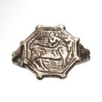 Sasanian Zilver Ring met hert