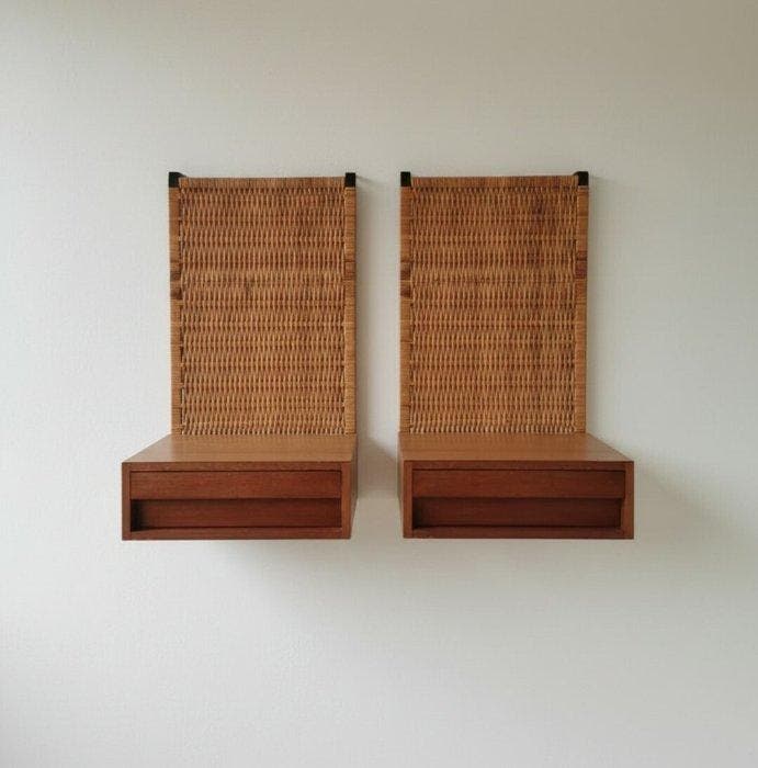 Table de chevet - Teck - Paire de tables de chevet en, Antiquités & Art, Art | Objets design