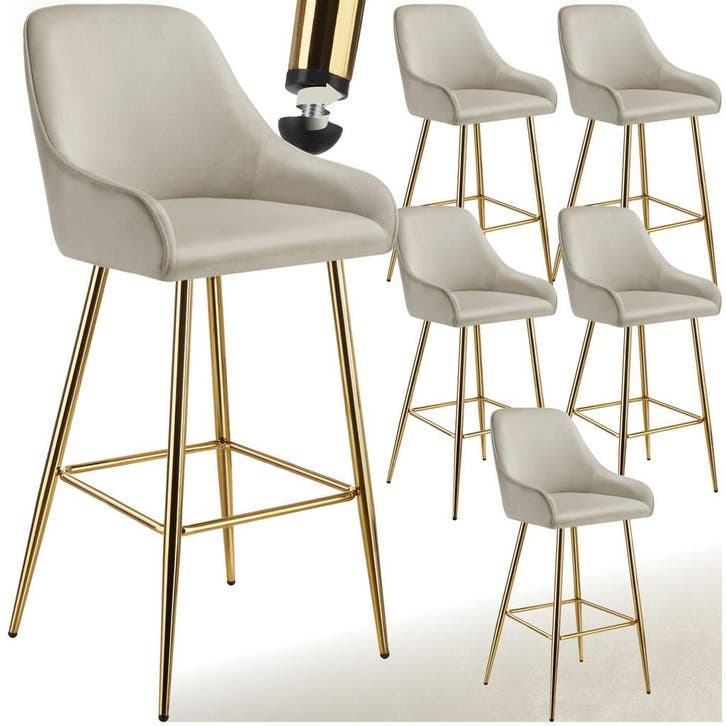 Barkruk Avane met rugleuning, gestoffeerd, fluweeloptiek, Maison & Meubles, Tabourets de bar, Envoi