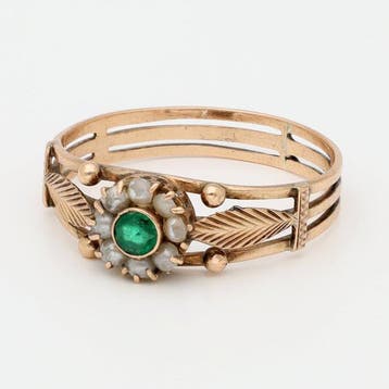 Ring - 14 karaat Roségoud - Parel - Paraiba Toermalijn, Nieuw