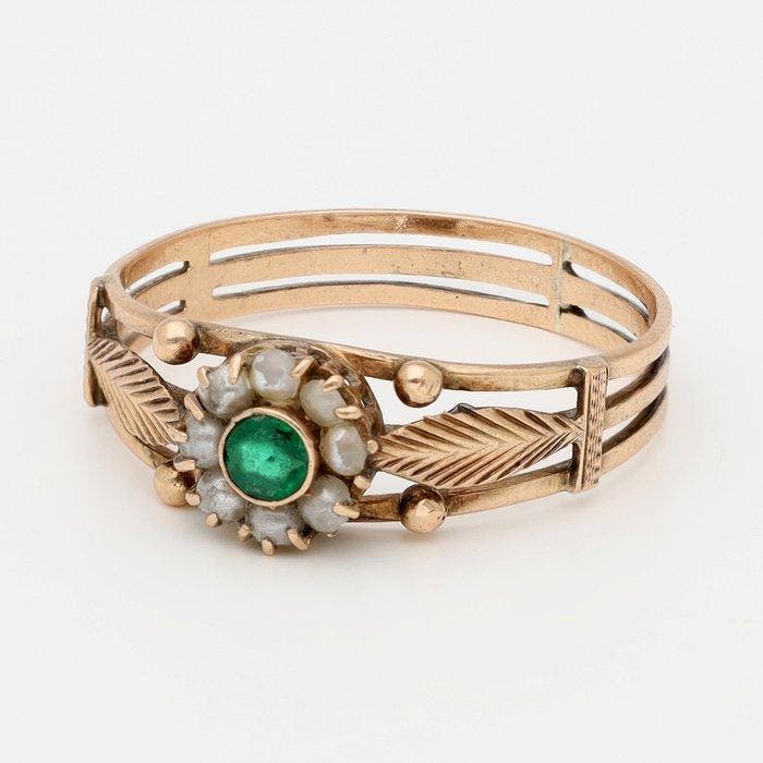 Ring - 14 karaat Roségoud - Parel - Paraiba Toermalijn, Bijoux, Sacs & Beauté, Bagues
