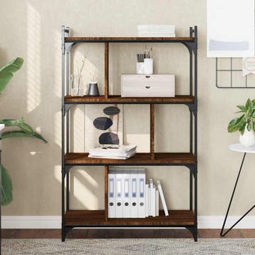 vidaXL Boekenkast 4-laags 76x32x123 cm bewerkt hout bruin, Huis en Inrichting, Verzenden, Nieuw