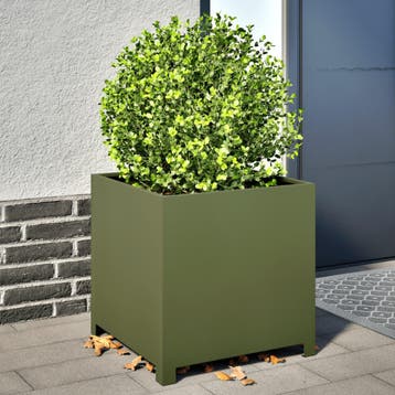 vidaXL Plantenbak 50x50x50 cm staal olijfgroen, Verzenden