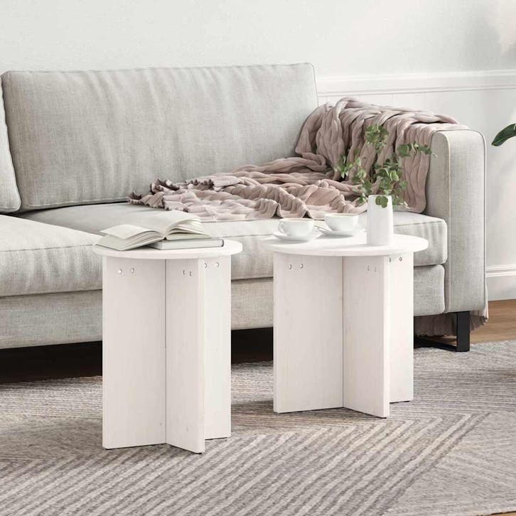 vidaXL Salontafel 2 pcs Wit, Huis en Inrichting, Tafels | Salontafels, Nieuw, Verzenden