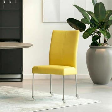 Set van 6 Leren eetkamerstoelen Comfort met wieltjes -, Ophalen of Verzenden, Nieuw, Leer