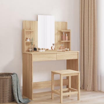 vidaXL Kaptafel met spiegel 96x39x142 cm sonoma eikenkleurig, Verzenden