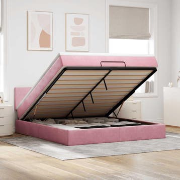 vidaXL Ottoman bed met matras 180x200 cm fluweel roze, Verzenden, Nieuw