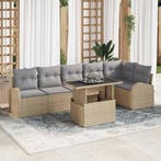 vidaXL Tuinbank Set met kussen 7 pcs beige en lichtgrijs, Verzenden, Nieuw