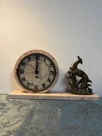 Pendule de cheminée - UCRA - Art déco Marbre, Régule, Verre