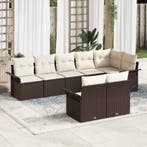 vidaXL Tuinbank Set met kussen 8 pcs Bruin poly rattan, Verzenden, Nieuw